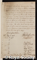Johnson, Alexander: certificate of election to the Royal Society