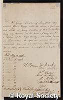 Forster, George: certificate of election to the Royal Society