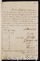 Mackworth, Sir Herbert: certificate of election to the Royal Society