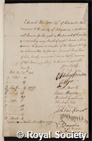 Bridgen, Edward: certificate of election to the Royal Society