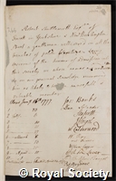 Shuttleworth, Robert: certificate of election to the Royal Society
