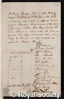 Hamilton, Anthony: certificate of election to the Royal Society