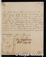Dobson, Matthew: certificate of election to the Royal Society