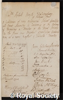 Walsingham, Robert Boyle: certificate of election to the Royal Society