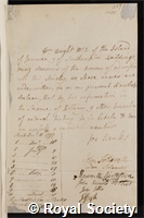 Wright, William: certificate of election to the Royal Society