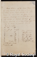 Wright, William: certificate of election to the Royal Society