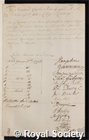 Layard, Charles Peter: certificate of election to the Royal Society