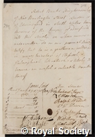 Hodgkinson, Robert Banks: certificate of election to the Royal Society