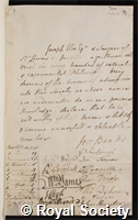 Else, Joseph: certificate of election to the Royal Society