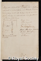Shadwell, Lancelot: certificate of election to the Royal Society