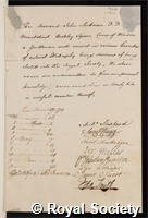Lockman, John: certificate of election to the Royal Society
