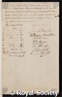 Fothergill, Anthony: certificate of election to the Royal Society