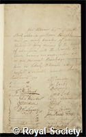 Alstroemer, John: certificate of election to the Royal Society