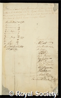 Seward, William: certificate of election to the Royal Society