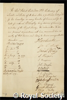 Richardson, Robert: certificate of election to the Royal Society
