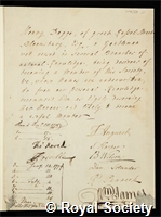 Dagge, Henry: certificate of election to the Royal Society