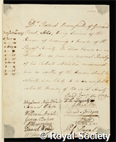 Bromfield, Robert: certificate of election to the Royal Society