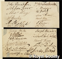 Bromfield, Robert: certificate of election to the Royal Society