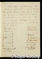 Dupre, Josias: certificate of election to the Royal Society