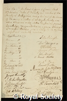 Kippis, Andrew: certificate of election to the Royal Society