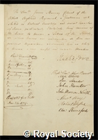 Murray, James: certificate of election to the Royal Society