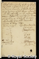 Hamersley, Hugh: certificate of election to the Royal Society