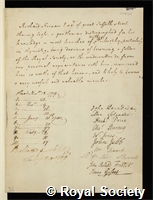 Kirwan, Richard: certificate of election to the Royal Society