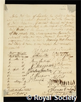 Ord, John: certificate of election to the Royal Society