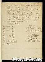 Podmanctzky, Joseph Louis de: certificate of election to the Royal Society