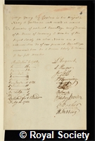 Young, Sir George: certificate of election to the Royal Society
