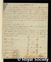 Clarke, Henry: certificate of election to the Royal Society