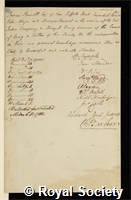 Rennell, James: certificate of election to the Royal Society