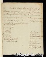 Cheston, Richard Brown: certificate of election to the Royal Society