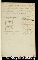 Meyrick, James: certificate of election to the Royal Society