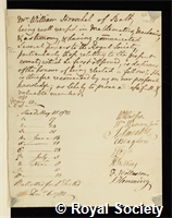 Herschel, Sir William: certificate of election to the Royal Society