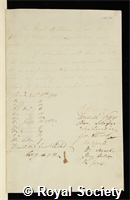 Coxe, William: certificate of election to the Royal Society