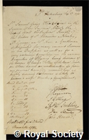 Greig, Samuel: certificate of election to the Royal Society