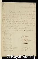 Guthrie, Matthew: certificate of election to the Royal Society