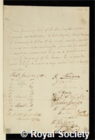 Gunning, John: certificate of election to the Royal Society