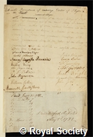 Beerenbroek, Arnold: certificate of election to the Royal Society