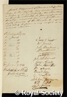 Wedgwood, Josiah: certificate of election to the Royal Society