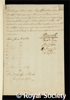 Marsden, William: certificate of election to the Royal Society