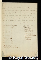 Dreyer, Christopher William de: certificate of election to the Royal Society