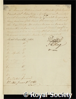 Tooke, William: certificate of election to the Royal Society