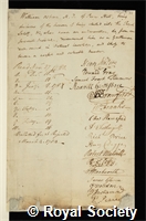 Osborn, William: certificate of election to the Royal Society