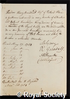 Broadhead, Theodore Henry: certificate of election to the Royal Society