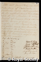Tomline, Sir George Pretyman: certificate of election to the Royal Society