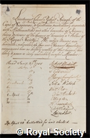 Pringle, Robert: certificate of election to the Royal Society