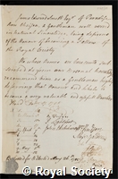 Smith, Sir James Edward: certificate of election to the Royal Society