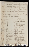 Boulton, Matthew: certificate of election to the Royal Society